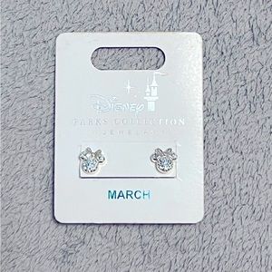 Disney Parks Collection March Birthstone Minnie Mouse Earrings Aquamarine